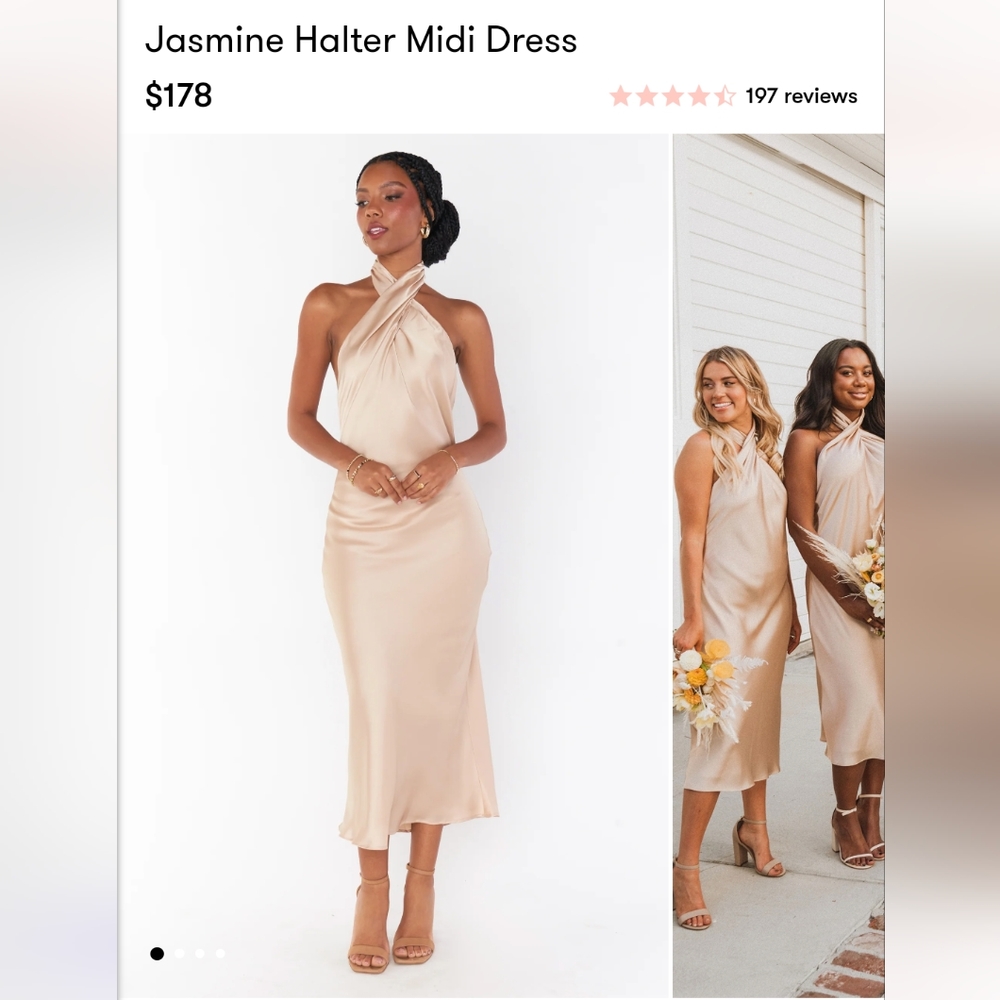 Show Me Your MuMu Jasmine Halter Midi Dress, Medium, Champagne Luxe Satin